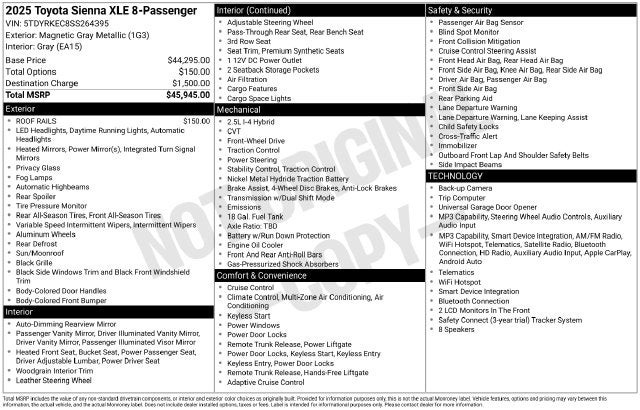 2025 Toyota Sienna XLE 8 Passenger