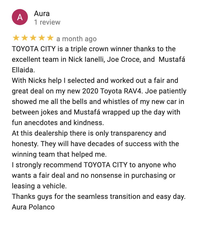 Google Reviews for Toyota City