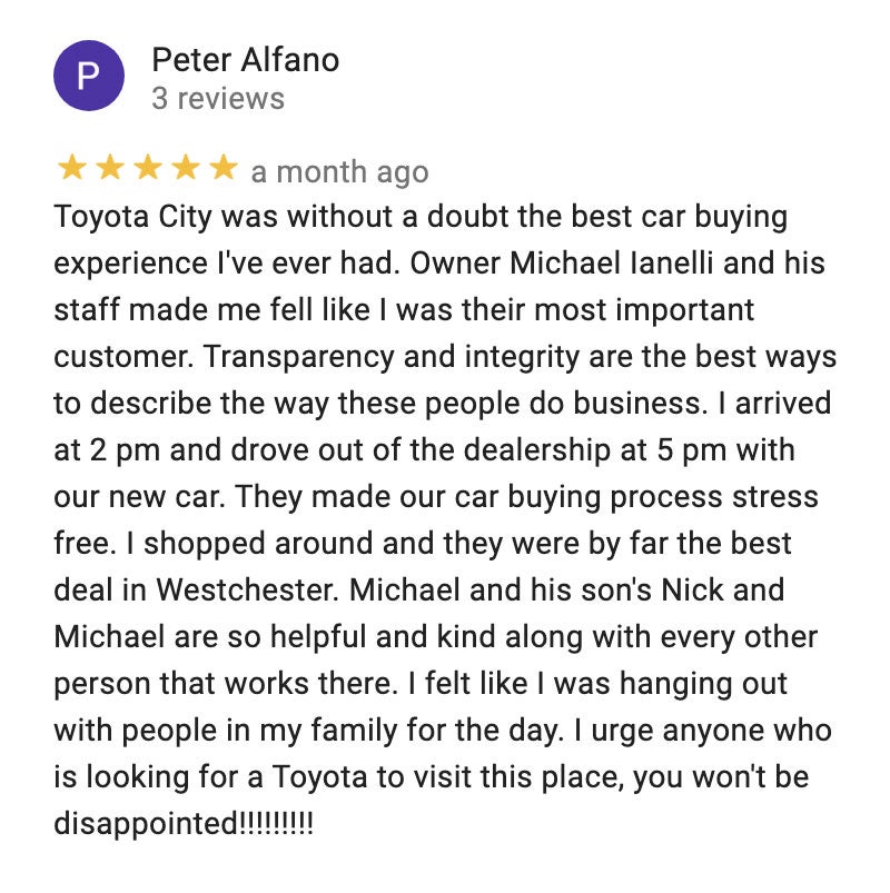 Google Reviews for Toyota City