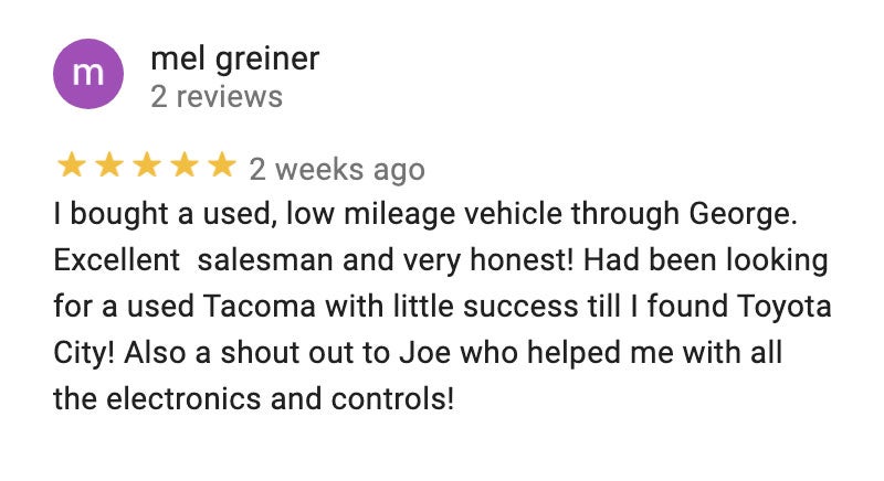Google Reviews for Toyota City