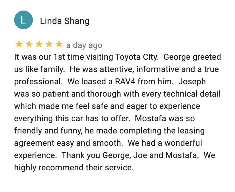 Google Reviews for Toyota City