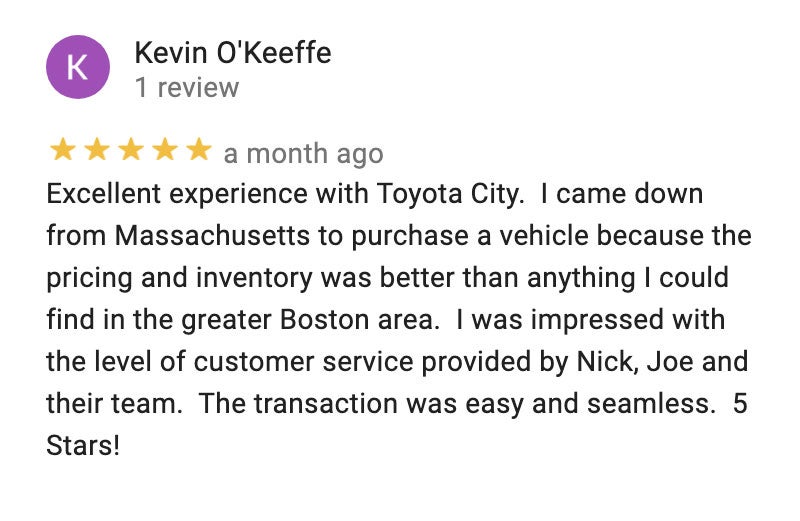 Google Reviews for Toyota City