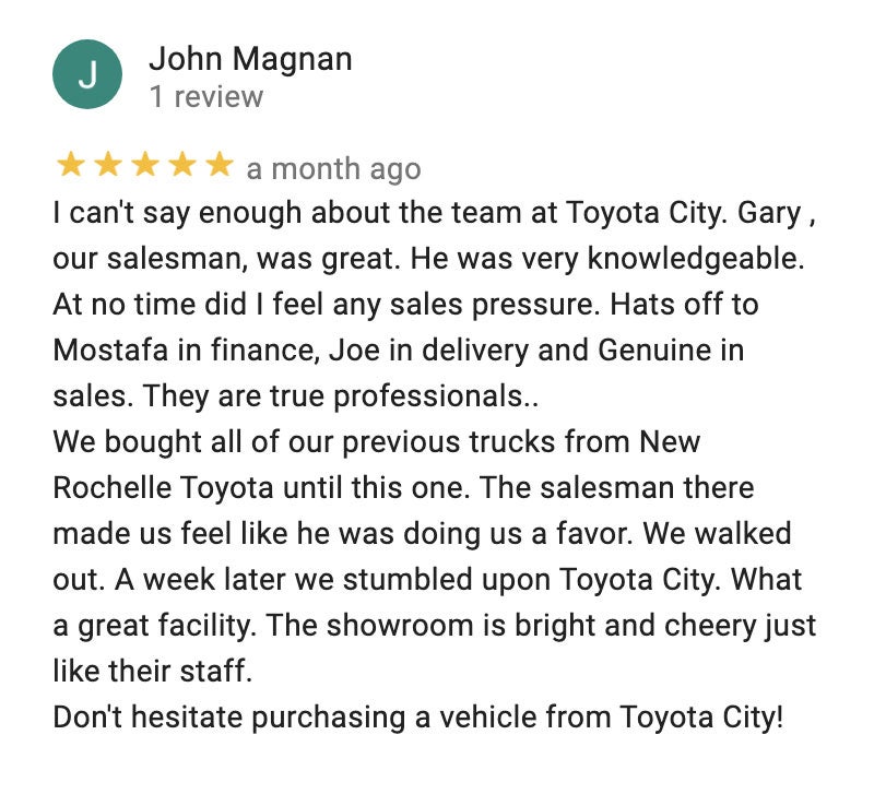 Google Reviews for Toyota City