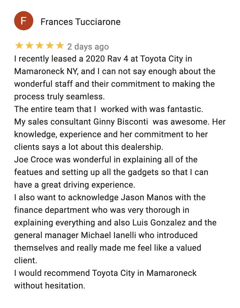 Google Reviews for Toyota City