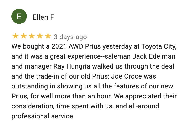 Google Reviews for Toyota City