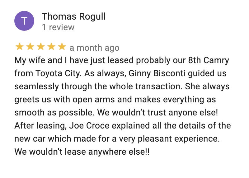 Google Reviews for Toyota City