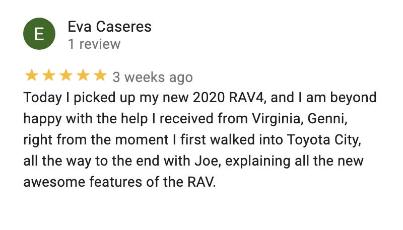 Google Reviews for Toyota City