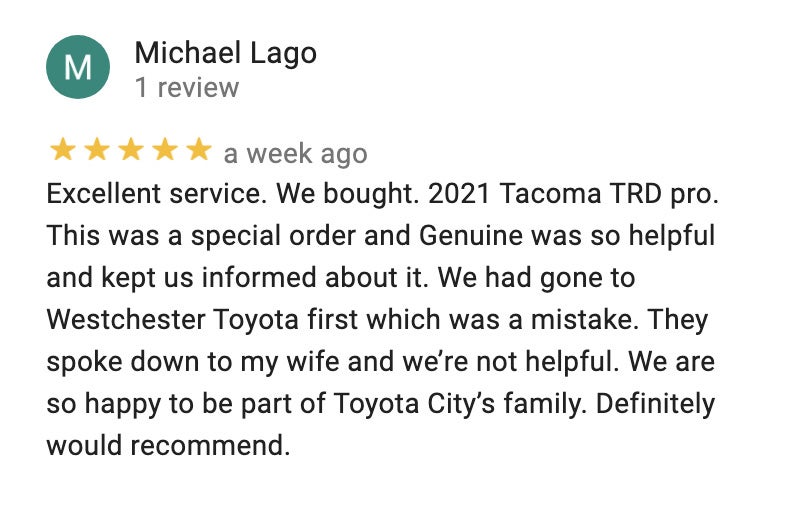 Google Reviews for Toyota City