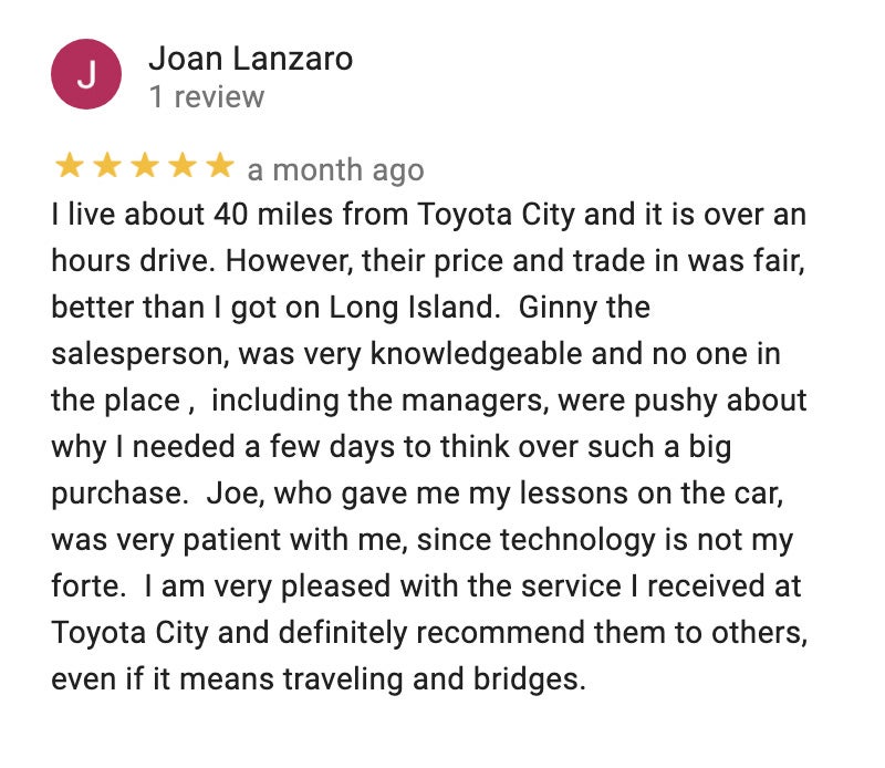 Google Reviews for Toyota City