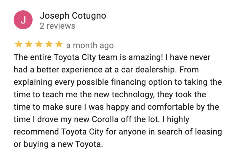 Google Reviews for Toyota City