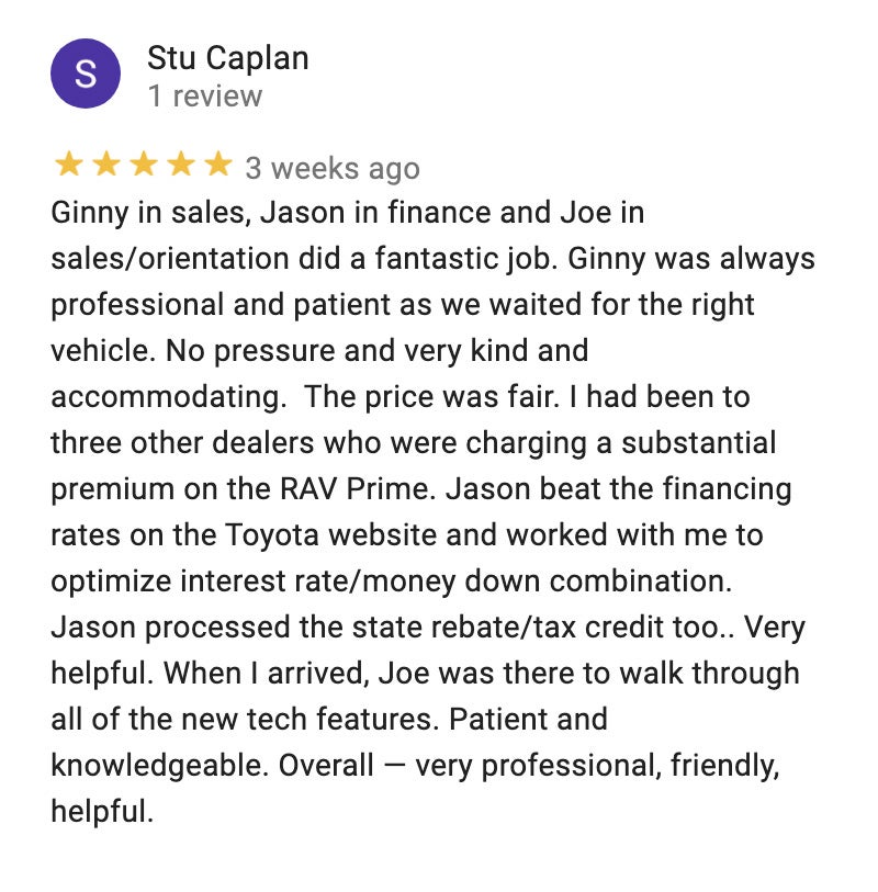 Google Reviews for Toyota City