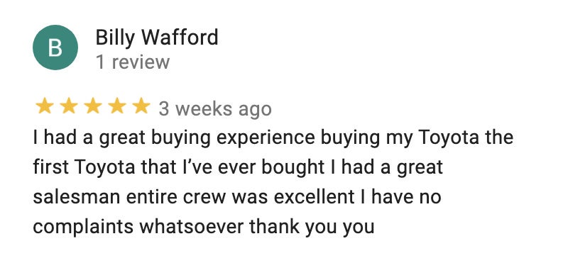 Google Reviews for Toyota City
