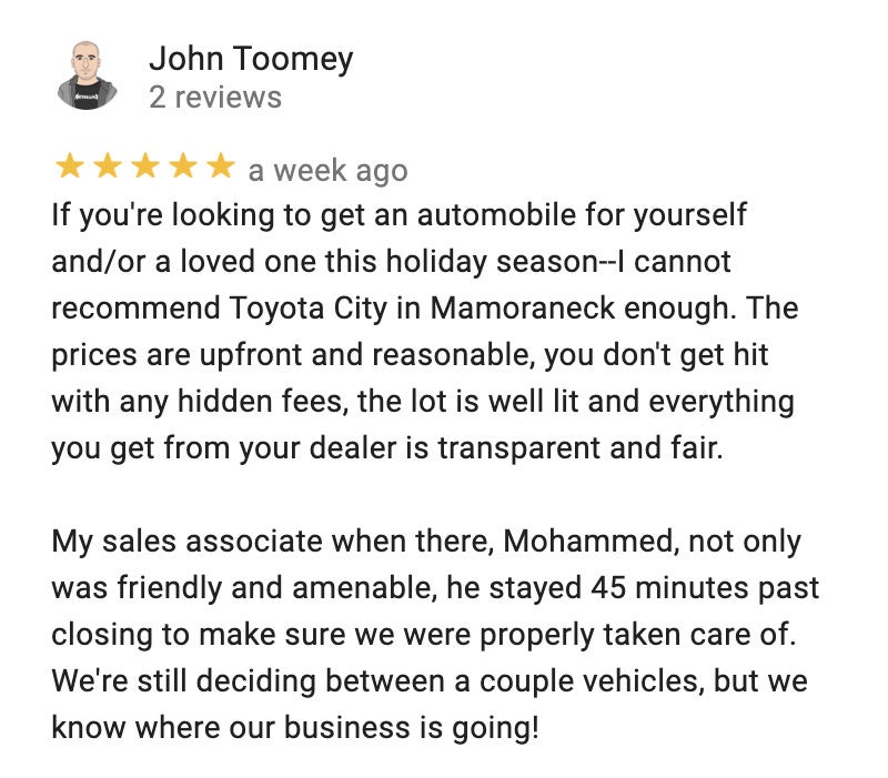 Google Reviews for Toyota City