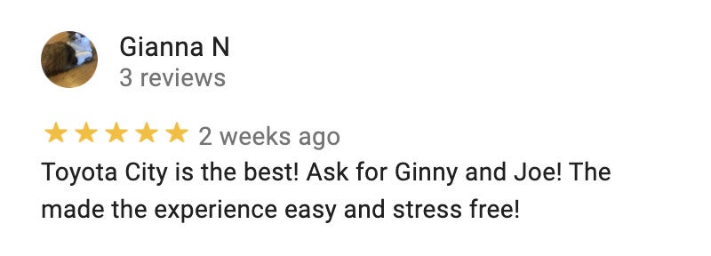 Google Reviews for Toyota City