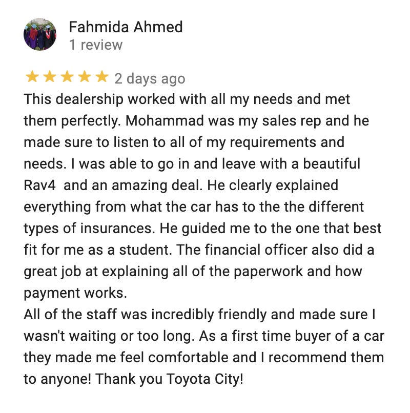 Google Reviews for Toyota City
