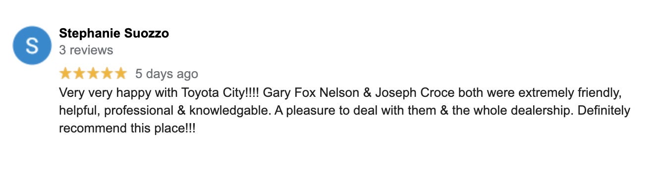 Google Reviews for Toyota City