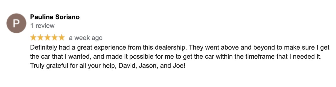 Google Reviews for Toyota City