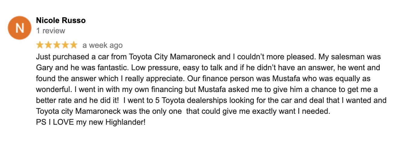 Google Reviews for Toyota City