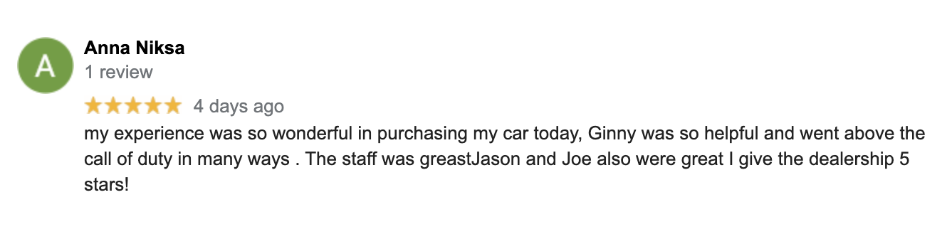 Google Reviews for Toyota City