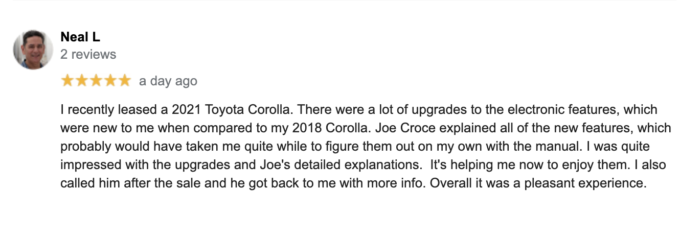 Google Reviews for Toyota City